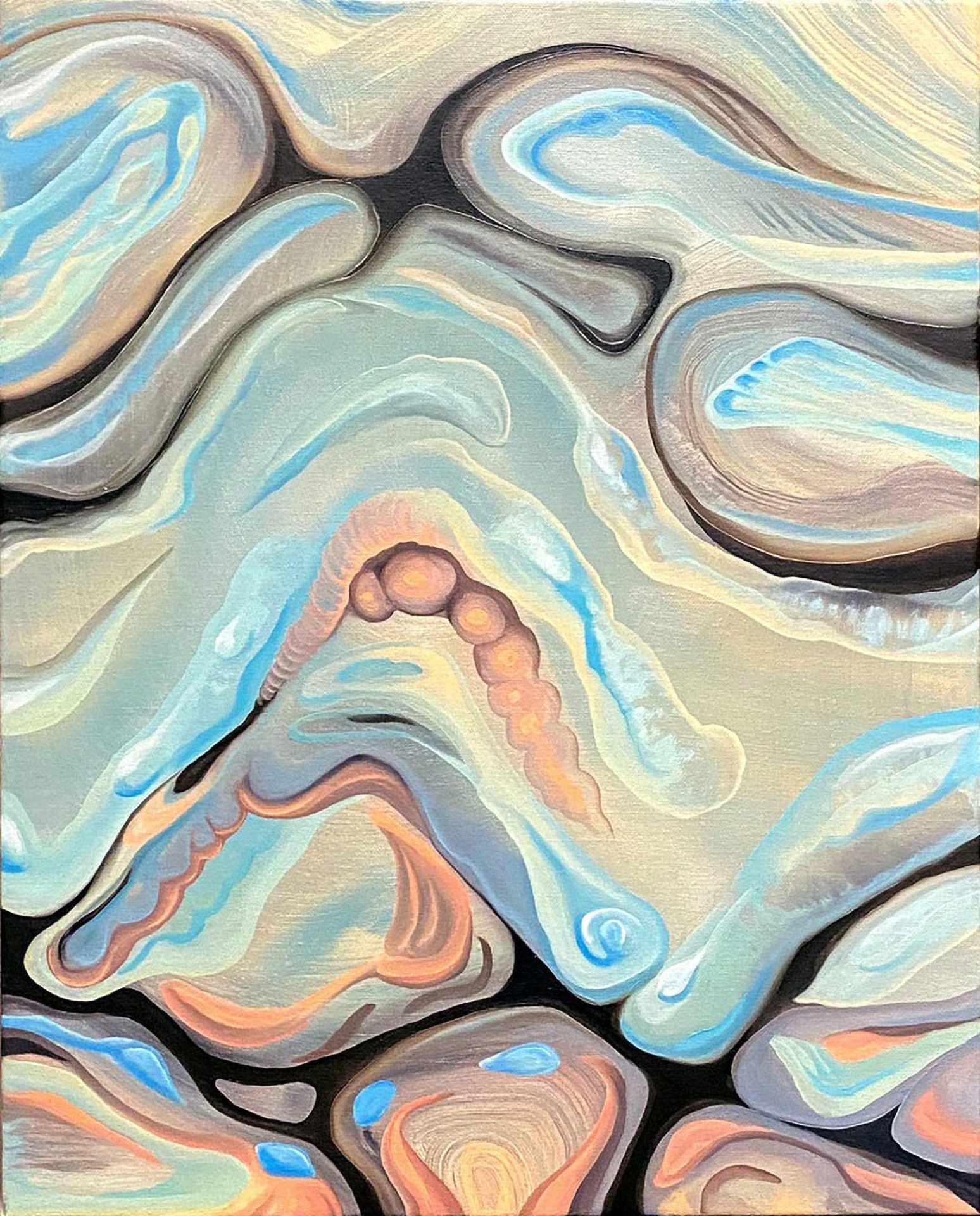 Rush Hour in the Space Between, 50 x 40 cm öljy kankaalle/oil on canvas, 2025